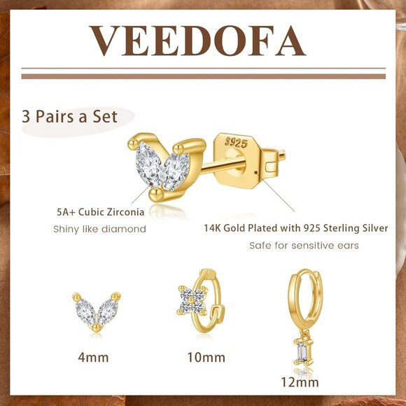 🆕 Women Gold Small Hoop Earrings Trendy Chunky Multiple Piercing Jewelry Gift - Picture 3 of 7